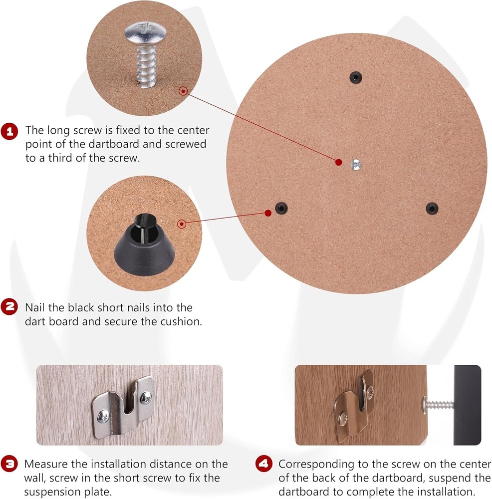 Dartboard Hanger - Wall Mounting Kit with Hooks for Dartboard