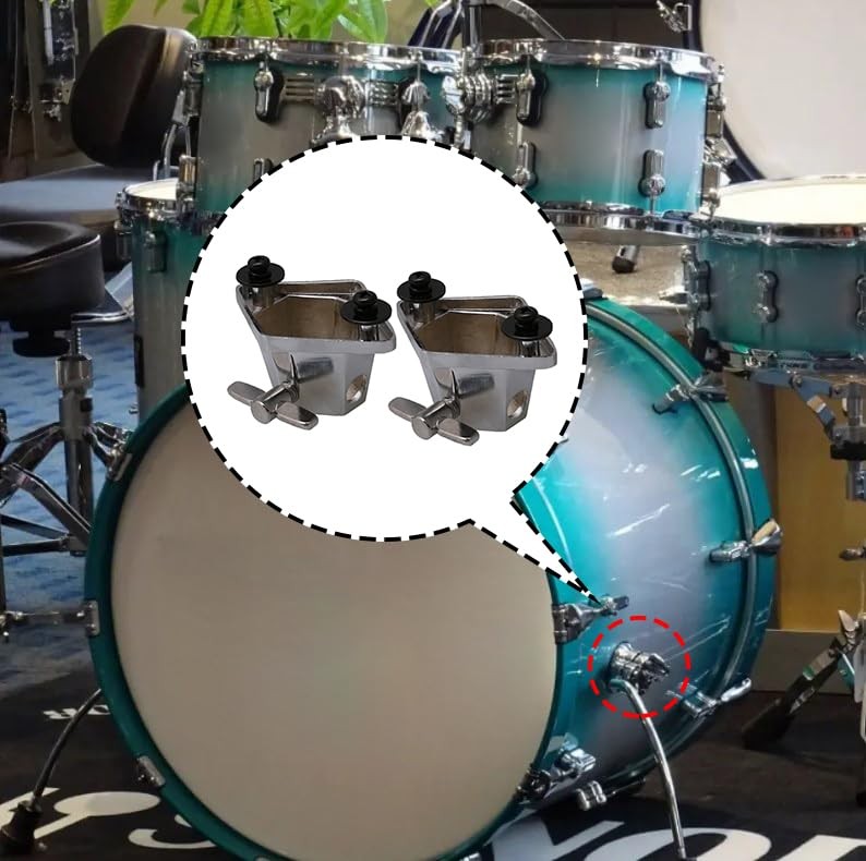 2 PCS Silver Floor Tom Drum Leg Bracket Mount Replacement Hardware Set