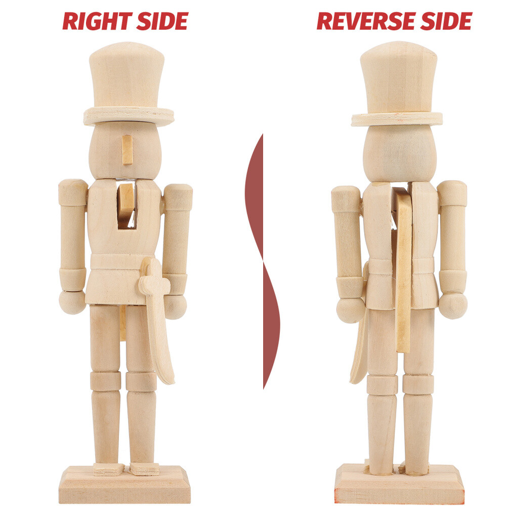 3PCS Graffiti Painting Nutcracker Wooden Nutcracker Unfinished Walnut Soldier