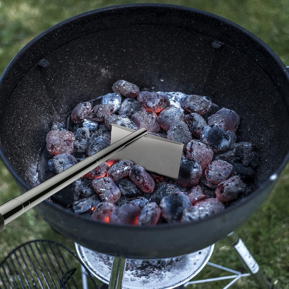 26.8 Extendable BBQ Ash Tool Stainless Steel Charcoal Rake Silver