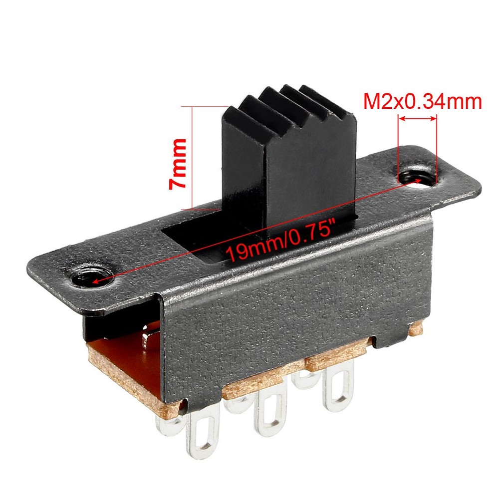 15 Pcs 7mm Vertical Slide Switch DPDT 6 Terminals PCB Panel Latching