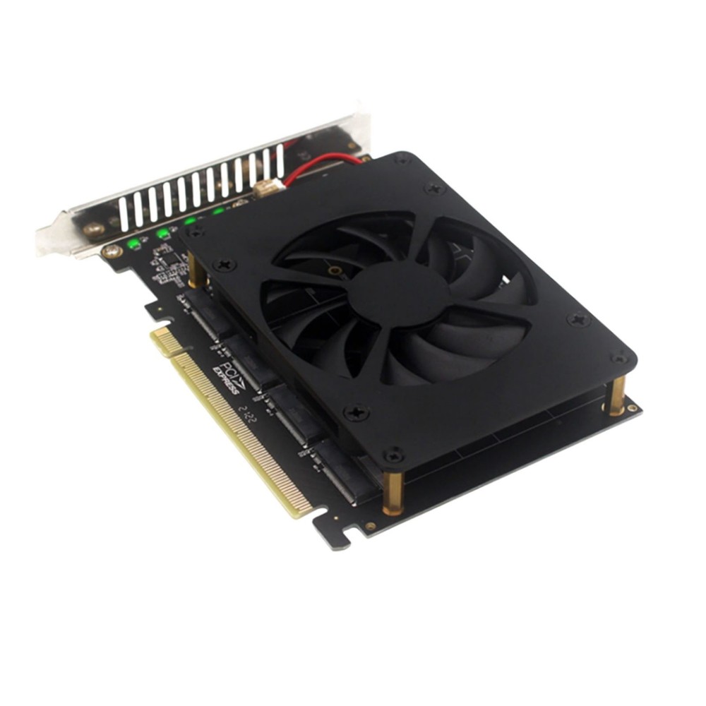NVME M.2 Adapter Card PCIE X16 Splitter Expansion Controller 4-Disk Soft RAID