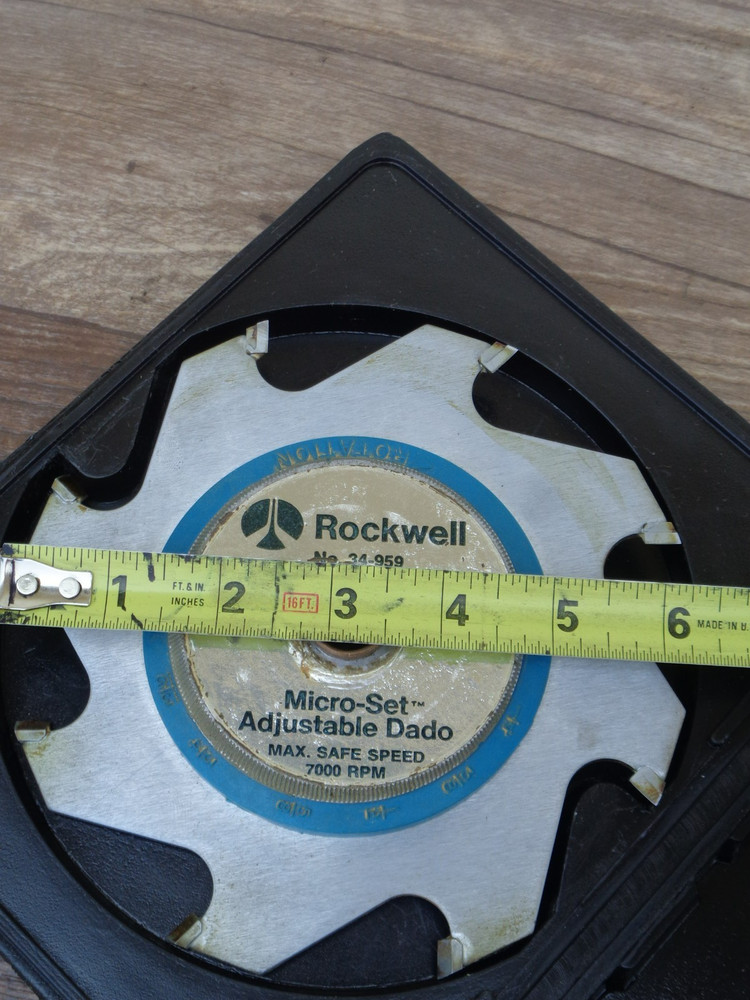 ROCKWELL Micro Set Adjustable Dado Model No. 34-959 Carbide Tips 6-1/2"