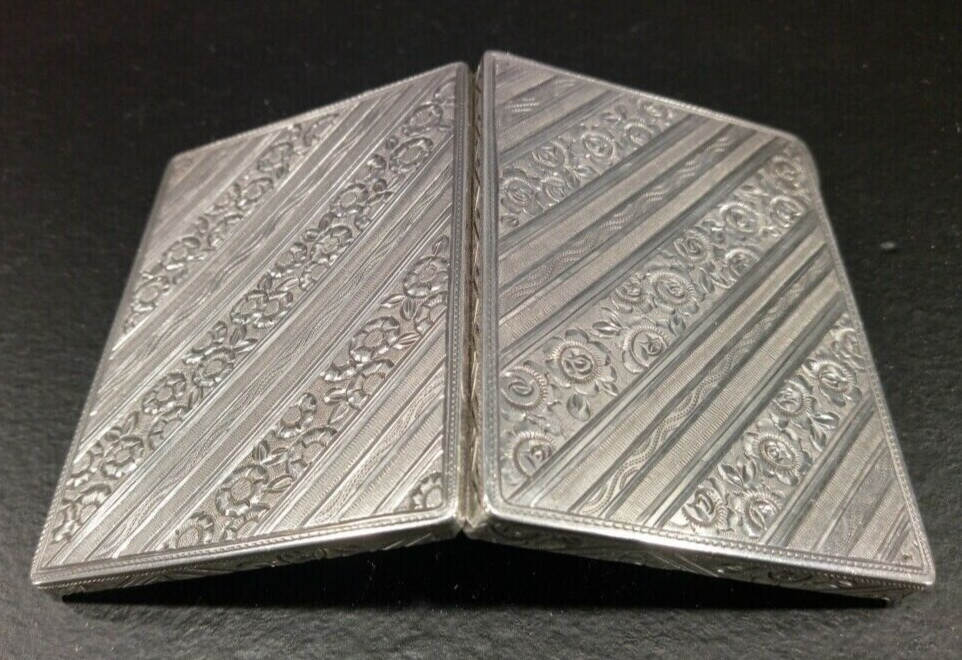Antique " Cigarette , case Box " 19th STERLING SILVER * An exceptional case *