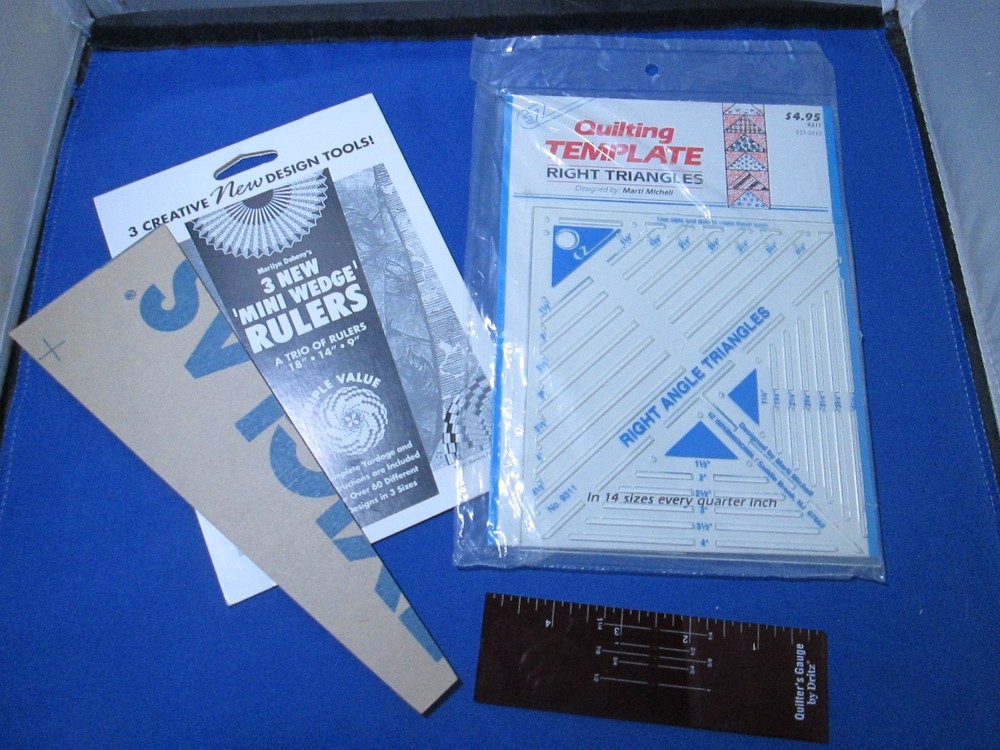 3 Quilting Template Tools - Mini Wedge, Gauge and Right Angle Triangles