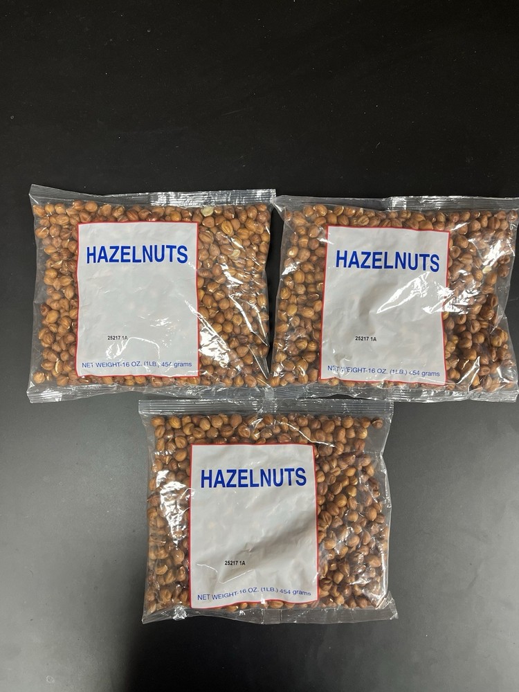 Hazelnuts, Shelled - Quantity 3 - 1 LB Bags - USDA