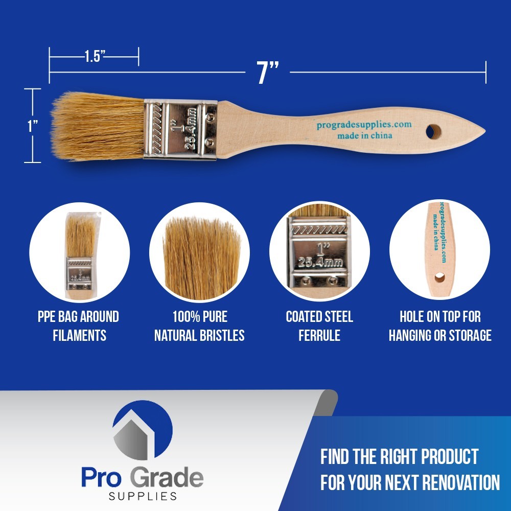 Pro Grade Chip Paint Brushes - 96-Pack - 1" Chip Brushes