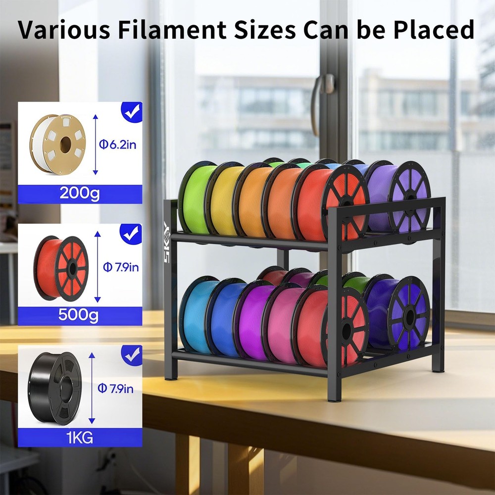 3D Printer Filament Storage Rack- Rolling Filament Spool Holders Racks, Heavy...