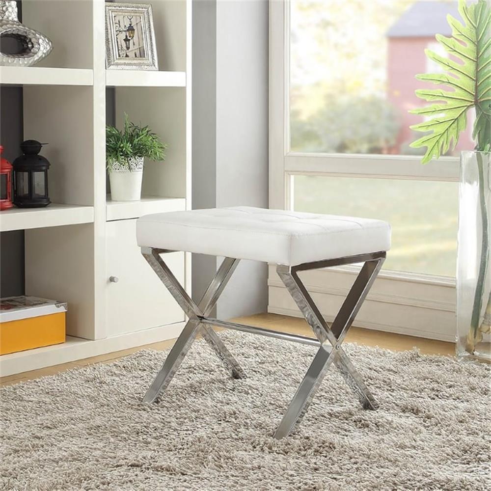 Carolina Classics Elisabetta Vanity Bench White/Chrome