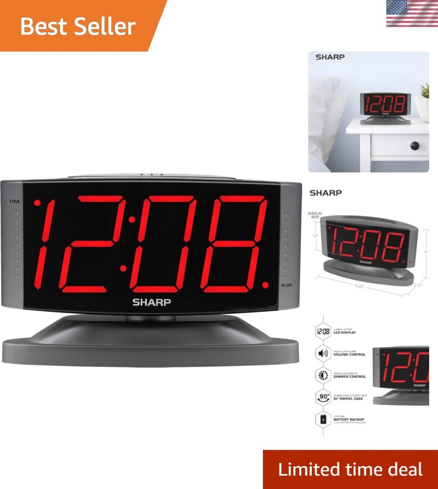 User-Friendly Digital Alarm Clock with Classic Design & Bright Red Digits