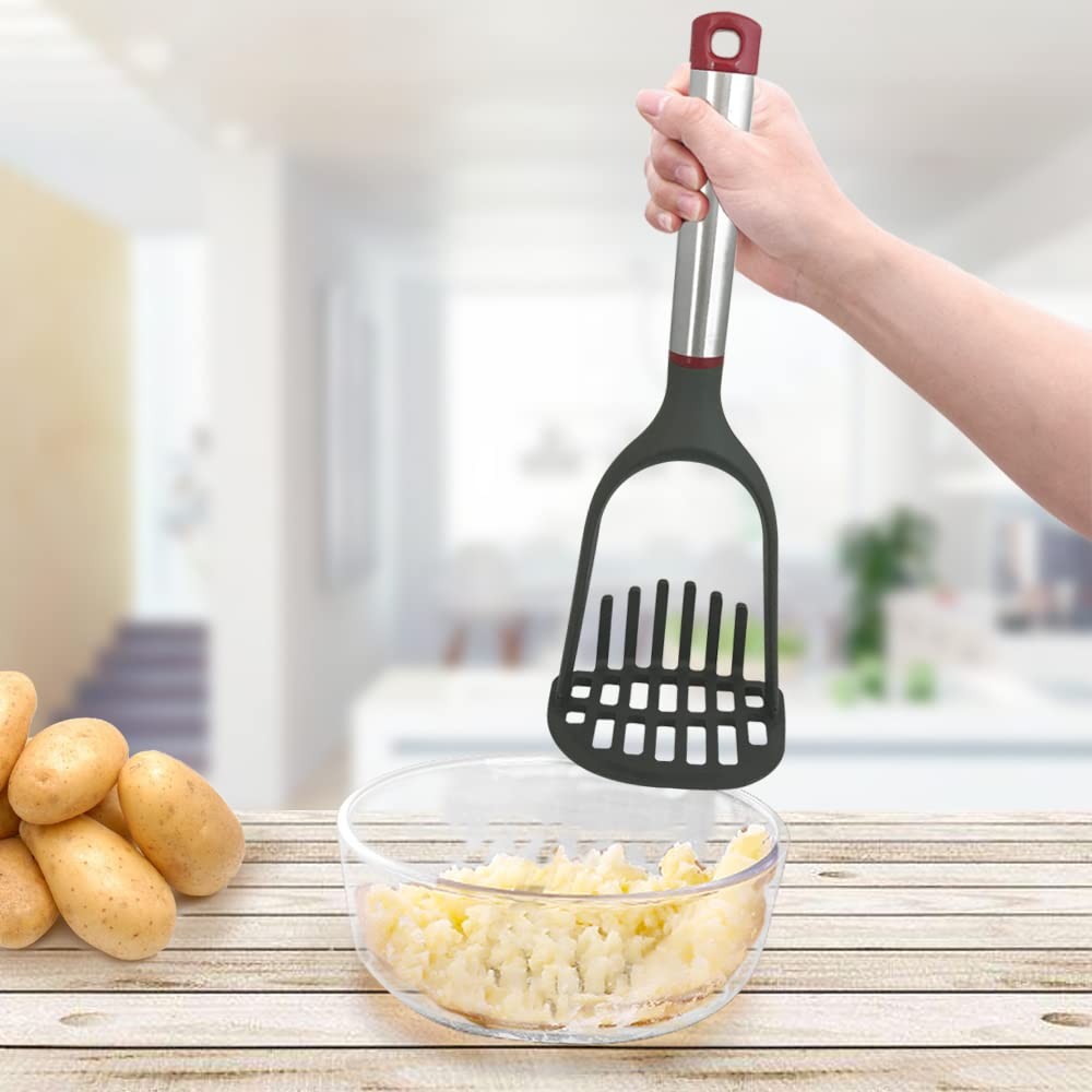 Non Scratch Potato Masher - Versatile Hand Tool and Dark Gray