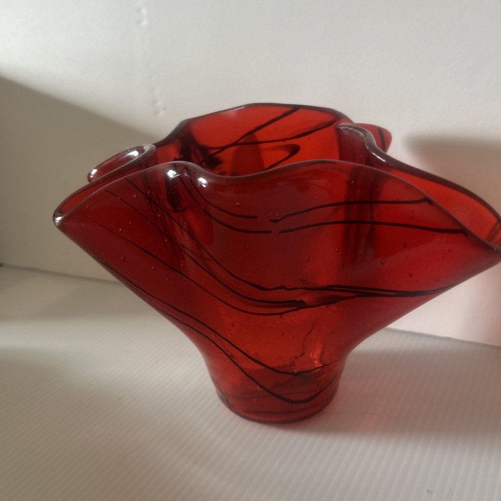 Unique Ruby Red Hankerchief Vase