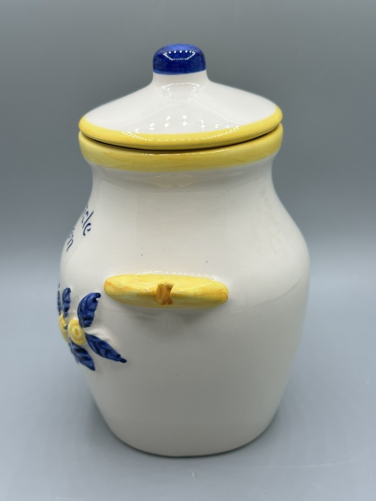 Moutarde De Dijon Ceramic Condiment Jar With Lid 5.5"