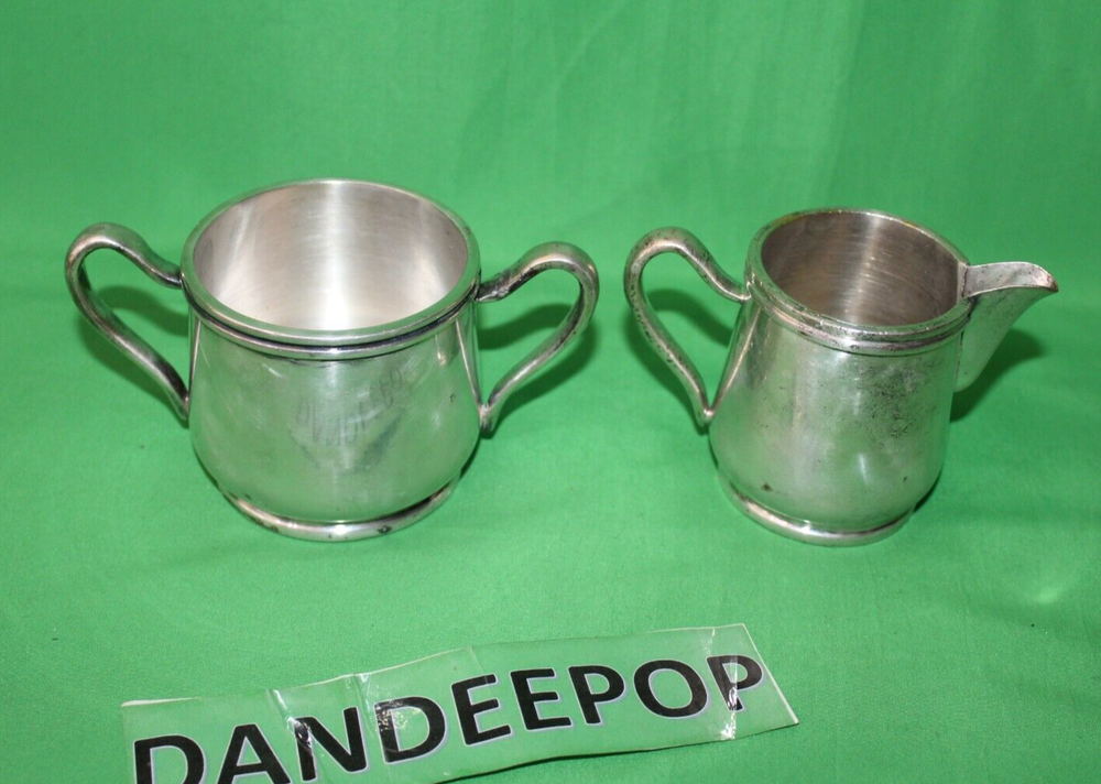 2 Piece DJ Marked Silver Creamer And Sugar Serving Set