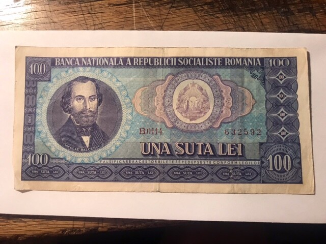 1966 Romania Banknote 100 Lei Nice Circ. #19285