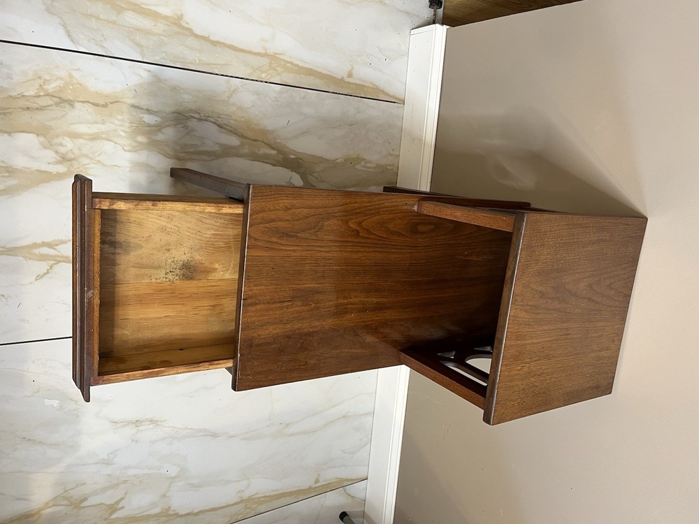 Mid-Century Step End Table / Side Table With Drawer