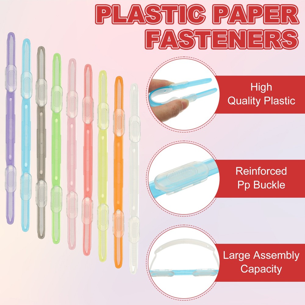 40Pcs Loose-Leaf Paper Binding Clamps, Multicolor 2 Plastic Paper Organizer
