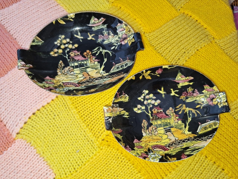 Antique Pin Dish Pair