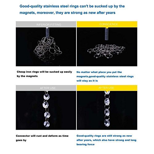 Fushing 100Pcs Stainless Split Rings, Crystal Chandeliers 12mm, Silver