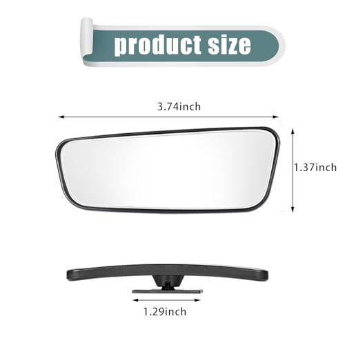 Pack-2 HD Convex Wide Angle Looking Glass, 3.74" x 1.41" Rectangular Curved