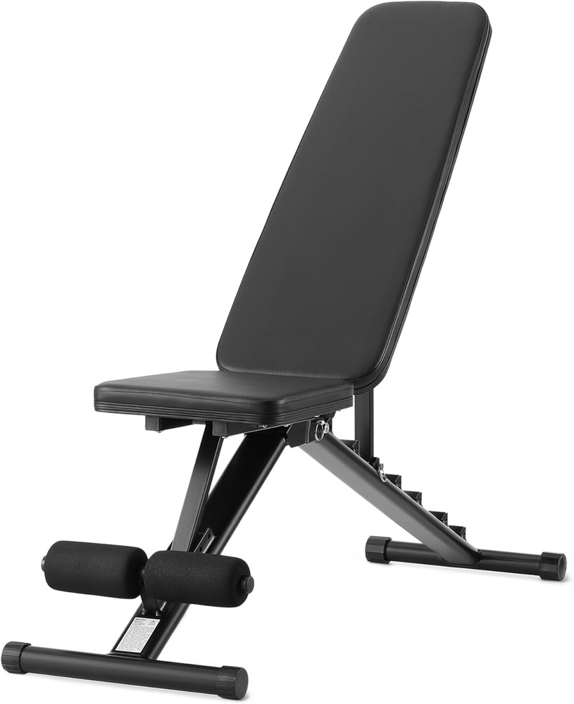 Amazon Basics Adjustable Workout Weight Bench Press, Foldable for Home Gym, Blac