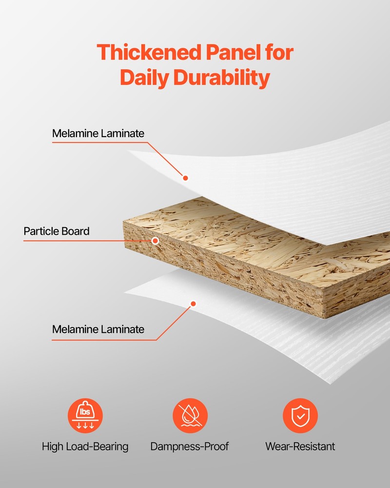 VEVOR Reception Desk 50 inch Rectangular Front Counter Table with LED & Drawers