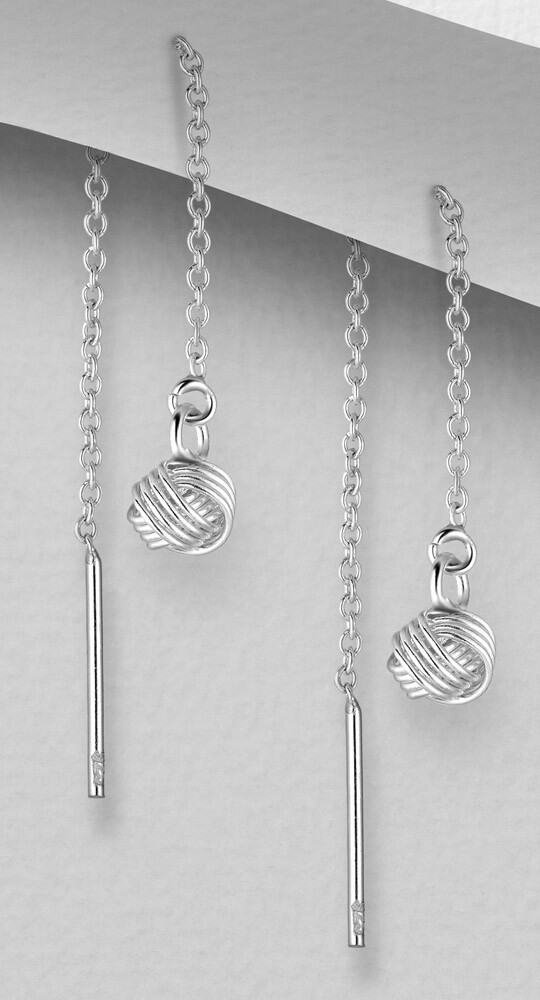 Solid Sterling Silver Threader Love Knot Dangle Earrings Dainty Cuties!