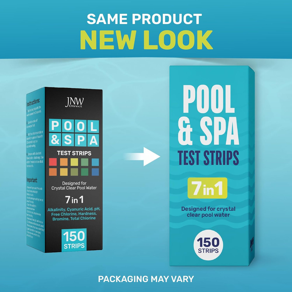 JNW -In- Pool Test Strips, 150 Quick & Accurate Test Strips for Pool Water, Spa