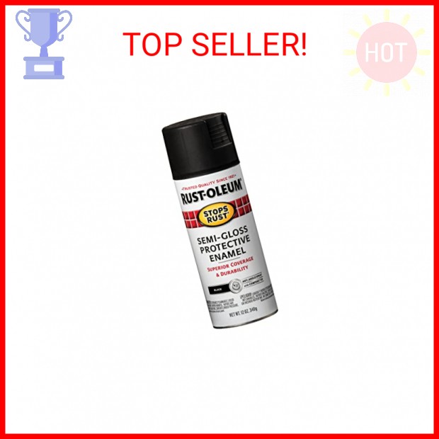 Rust-Oleum 7798830 Stops Rust Spray Paint, 12 oz, Semi-Gloss Black