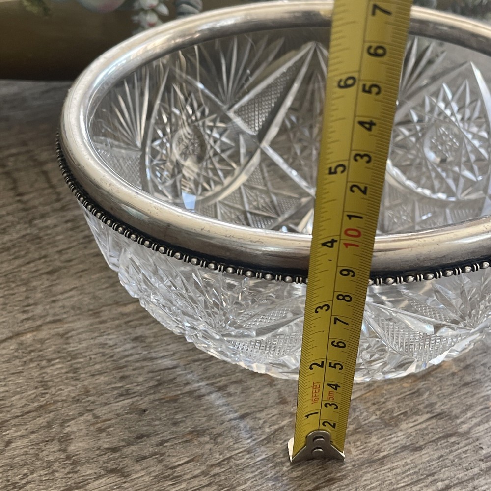 Gorham Cut Glass Serving Bowl Sterling Silver
