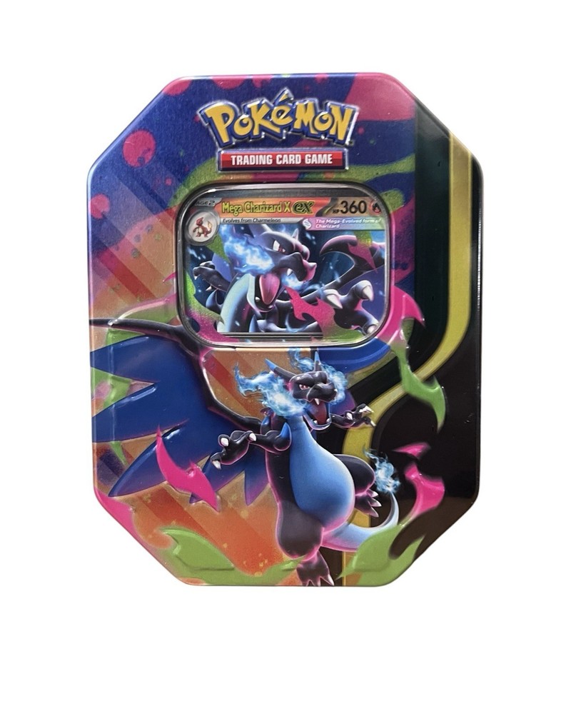 SEALED Mega Charizard X ex Tin Pokemon TCG Mega Evolution Phantasmal Flames