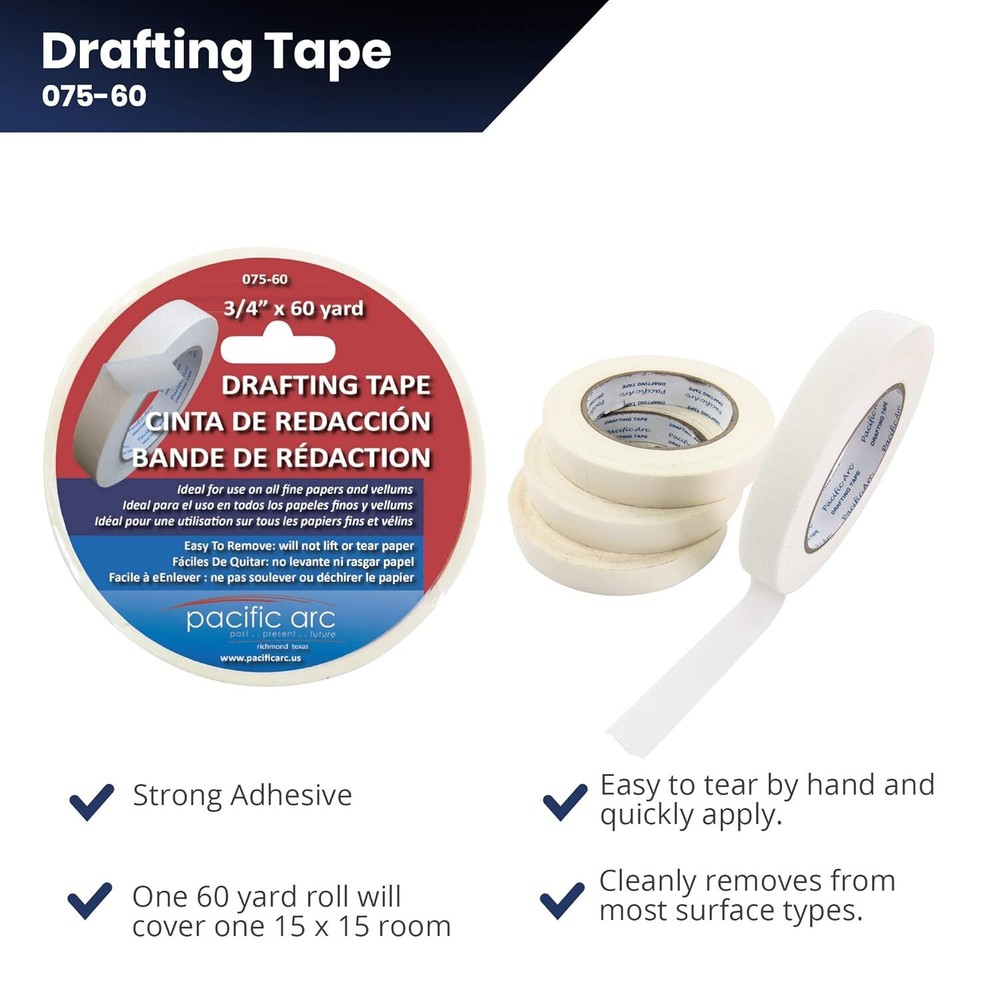 Pacific Arc 2 Pack Drafting Tape 3/4 in. x 60 Yard Roll