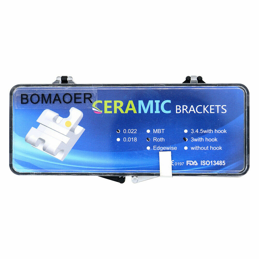 Dental Ceramic Brackets 5 Kit, Roth .022 with 3 Hooks 20pcs/Box