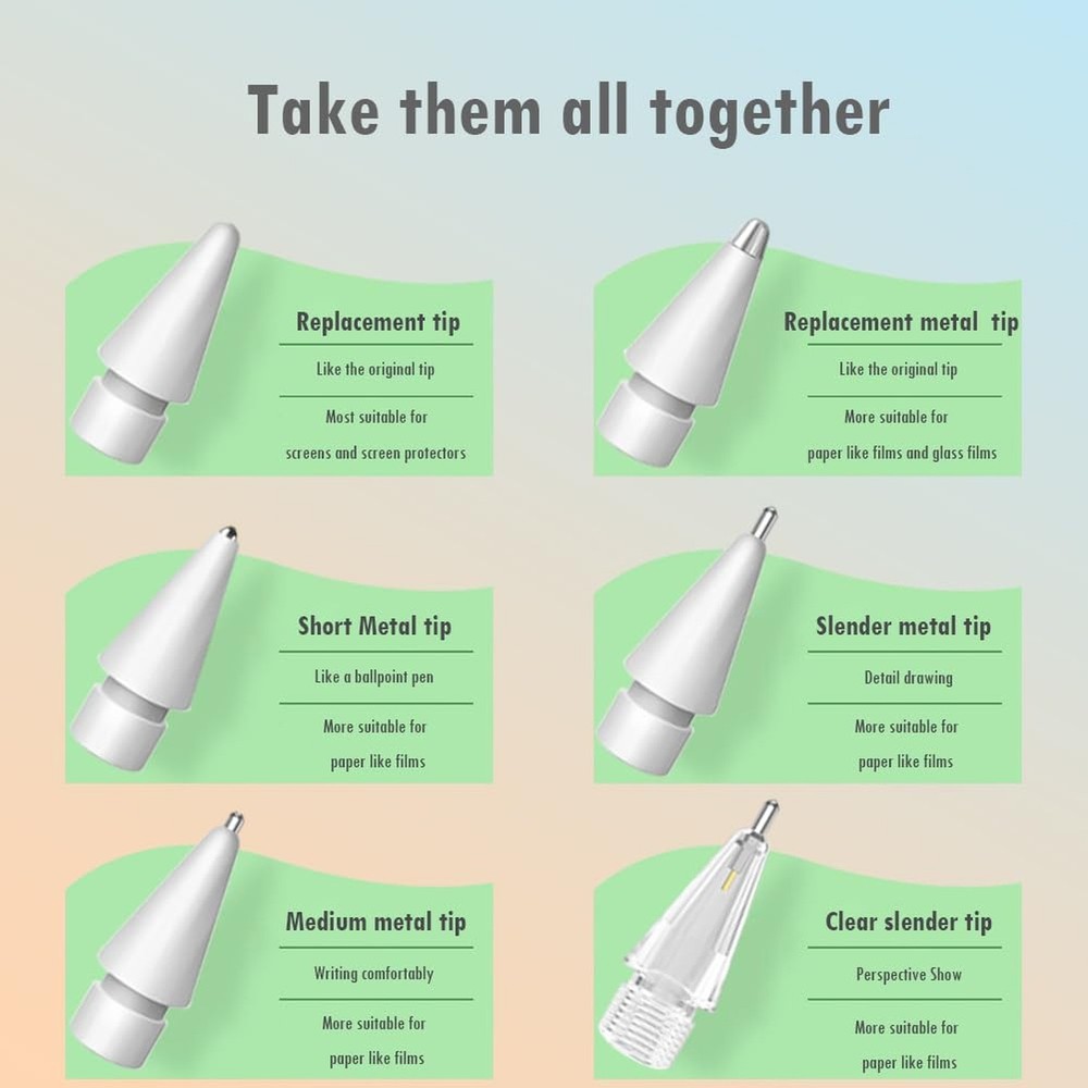 Replacement Pencil Tips for Apple Pencil, Multiple Durable iPencil Tip Nibs A...