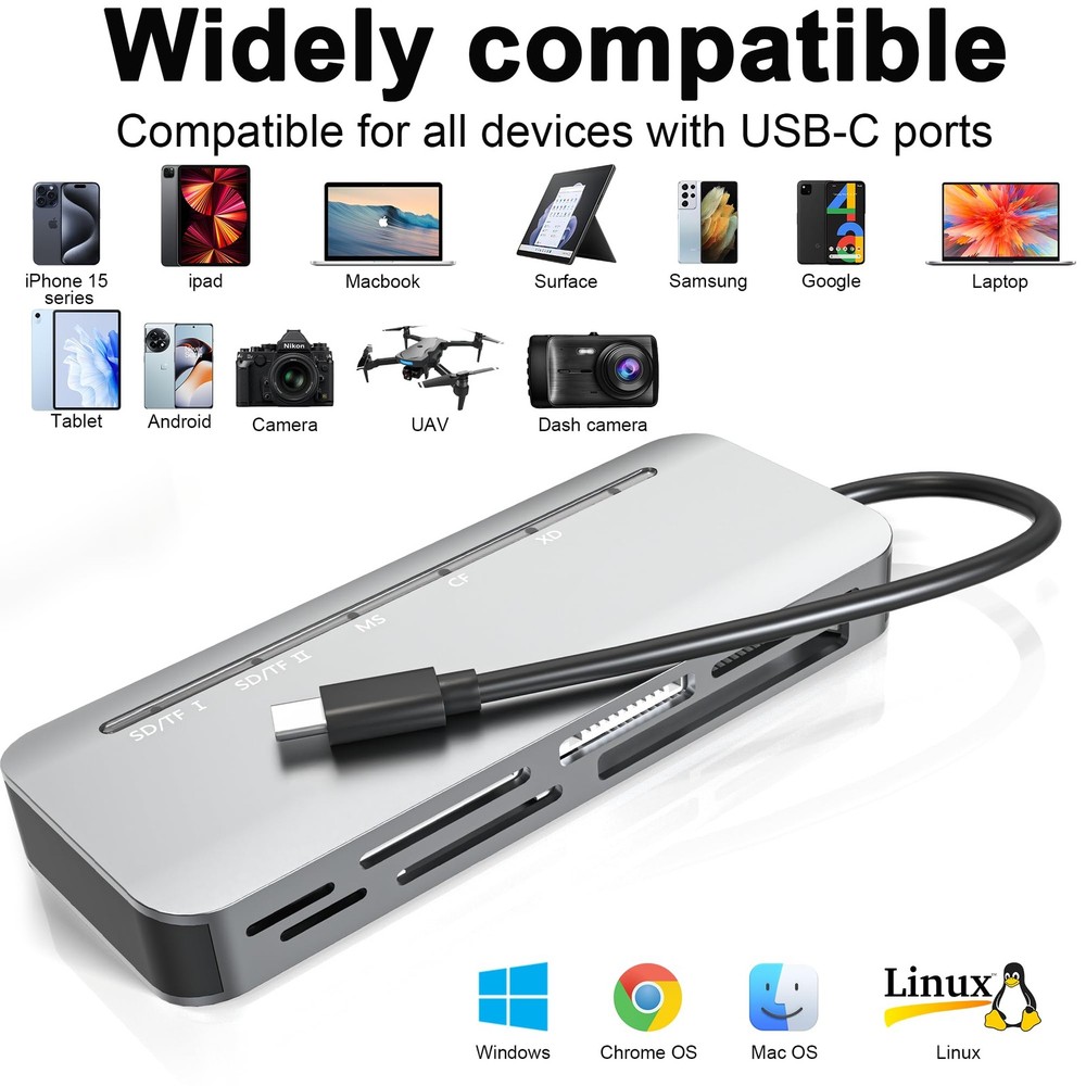 Memory Stick Pro Duo Card Reader, 7 in1 Adapter Slivery