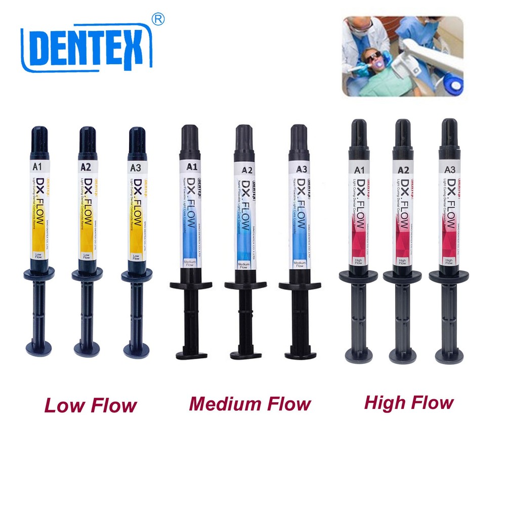 DX.FLOW Dental Flowable Light Cure Composite Resin Low/Medium/High Flow A1 A2 A3
