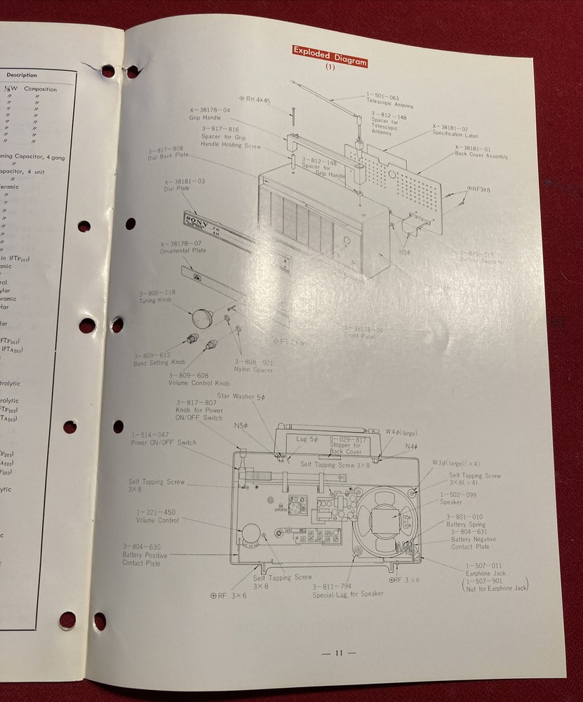 Original 1965 8F-31W Sony Servicing Guide