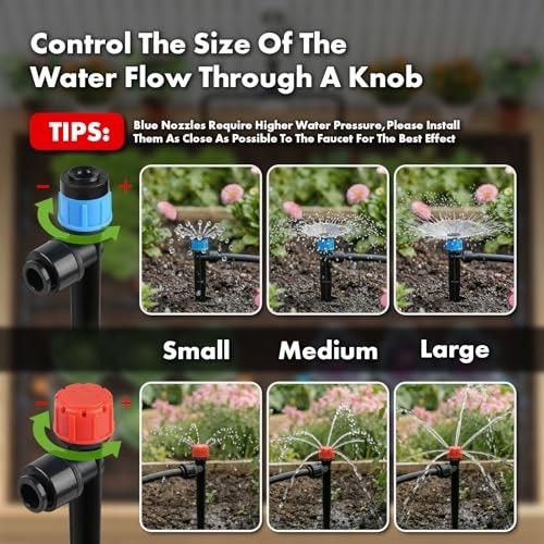 Drip Irrigation System 230FT Quick-Connect Drip Irrigation Kit with 1/4 inch 1/2