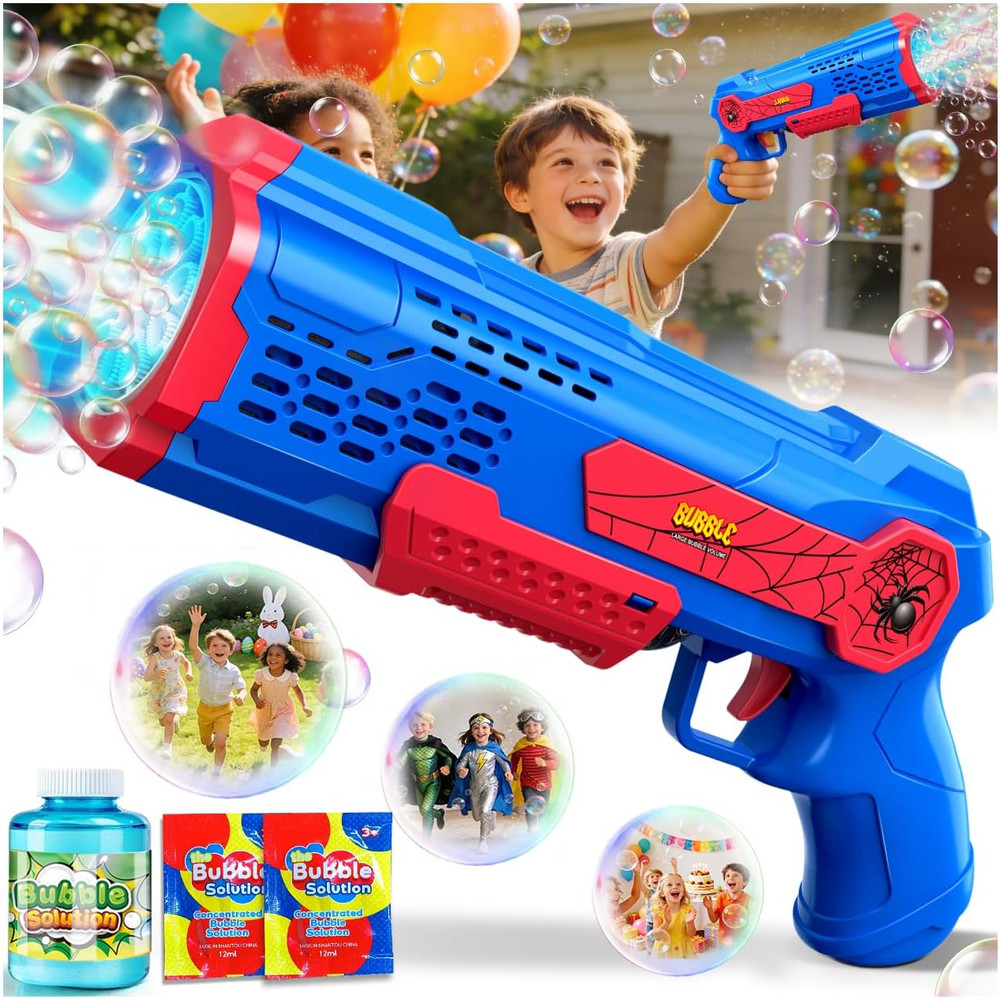 Bubble Gun Machine for Kids: 10,000+ Bubbles/Min Automatic Blower with LED Light