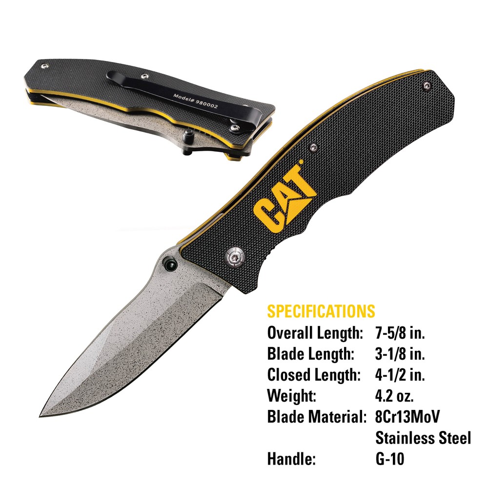 Cat 7-5/8 Inch Drop Point Folding Knife - 980002
