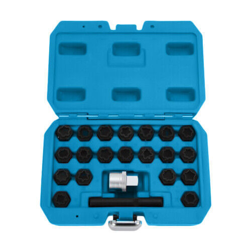 22pcs Universal Wheel Locking Key Socket Wheel Rim Lug Nut Master Removal Tool