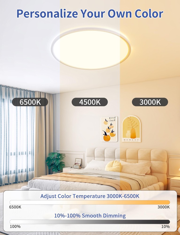 Ceiling Light, RGB Flush Mount Ceiling Light with Remote，Ambient Lighting Fix...
