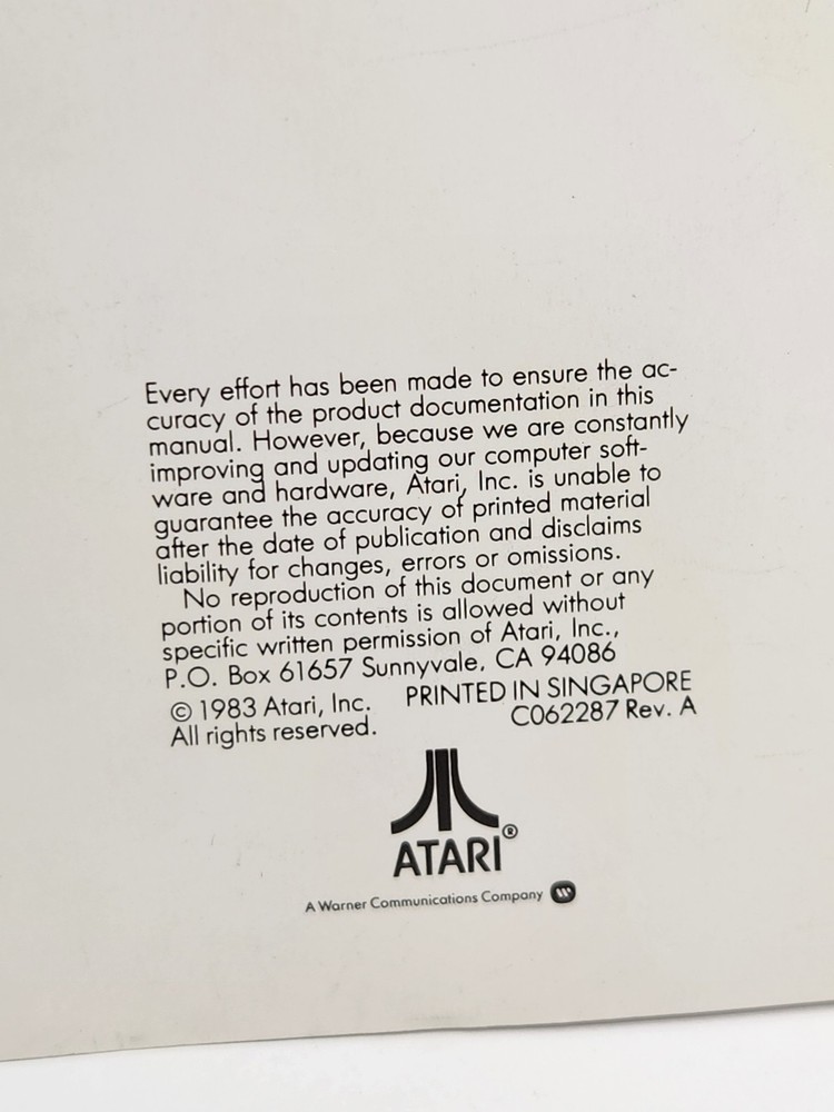 ATARI Disk Operating System Reference Manual DOS 3 Spiral Bound Vintage 1983