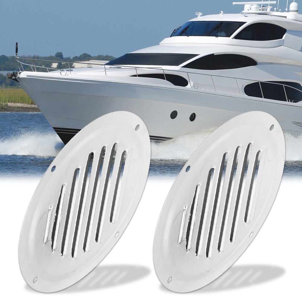 Universal Pack (2) 5” Round Marine Boat Louvered Ventilation Vent Panel Cover