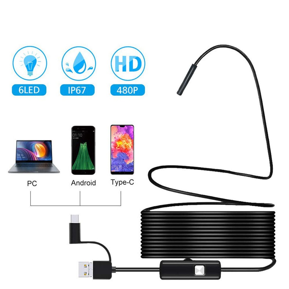 HD USB C Endoscope Type C Borescope Inspection Camera For Android MAC Computer