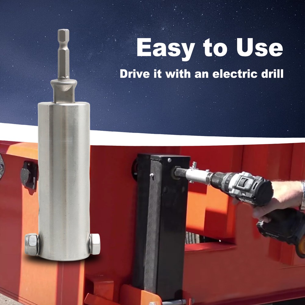 Trailer Jack Electric Drill Adapter With 1/2 In Socket Bits Stainless Steel US