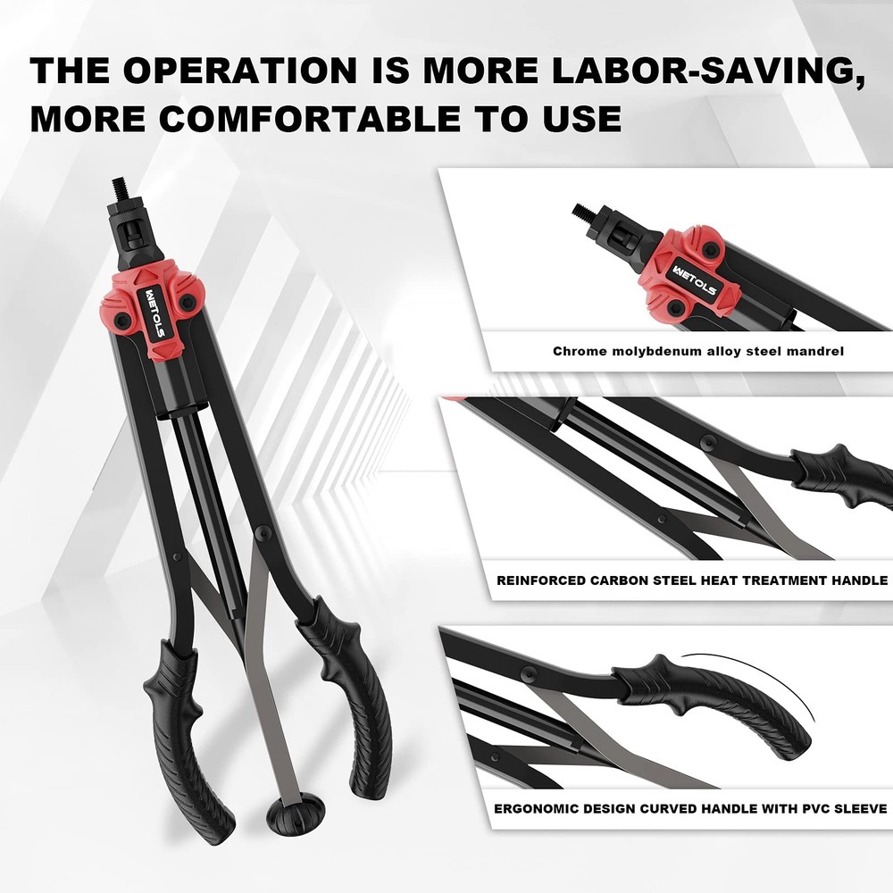 WETOLS 17" Rivet Nut Tool, Hand auto release rivet nut tool, RED