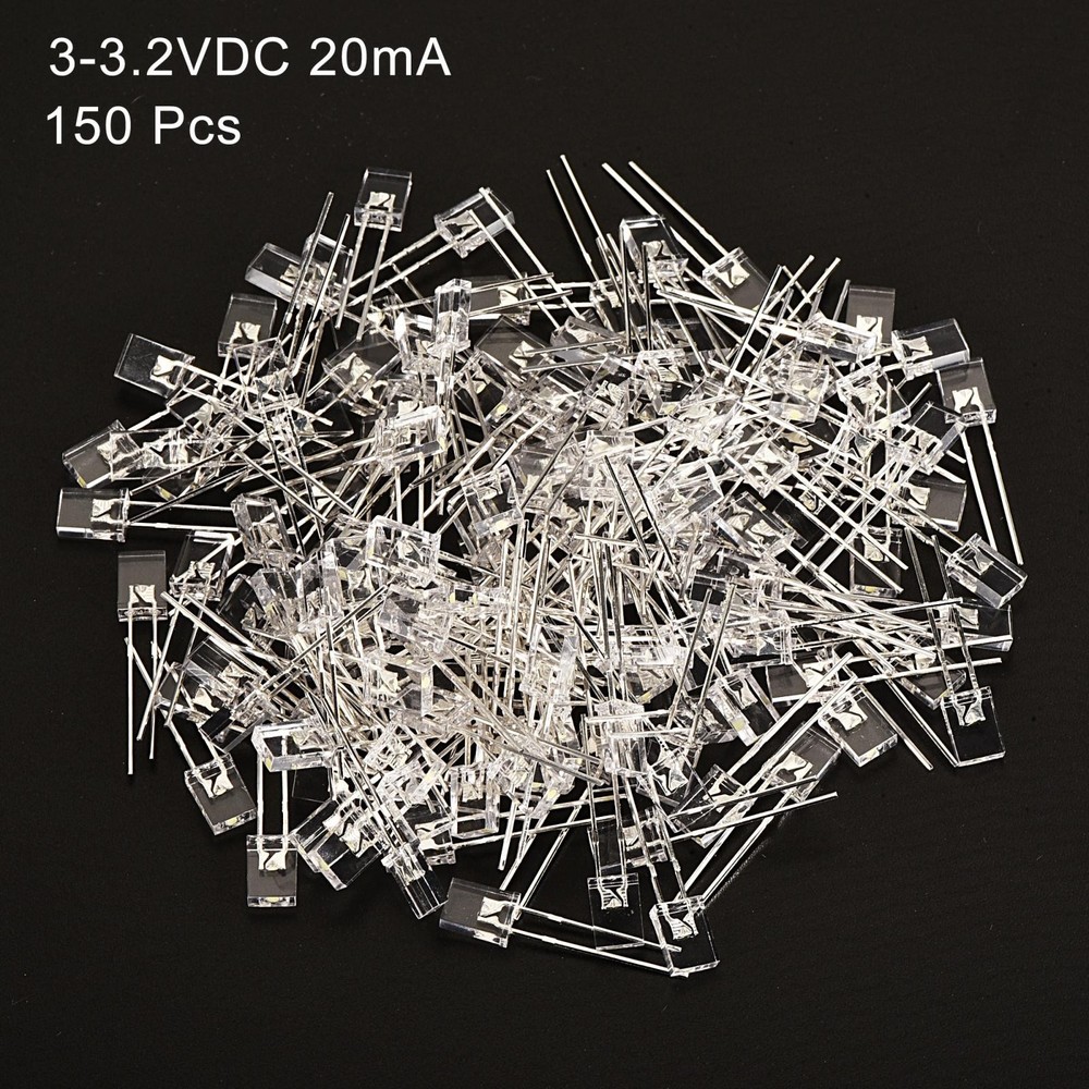 150Pcs 2x5x7mm Light Diode Rectangular Bright Clear LED Lamp Bulb White