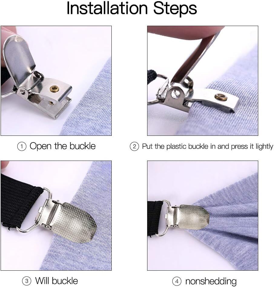 Adjustable Bed Sheet Clips, Sheet Fasteners Holder Straps and Suspender,