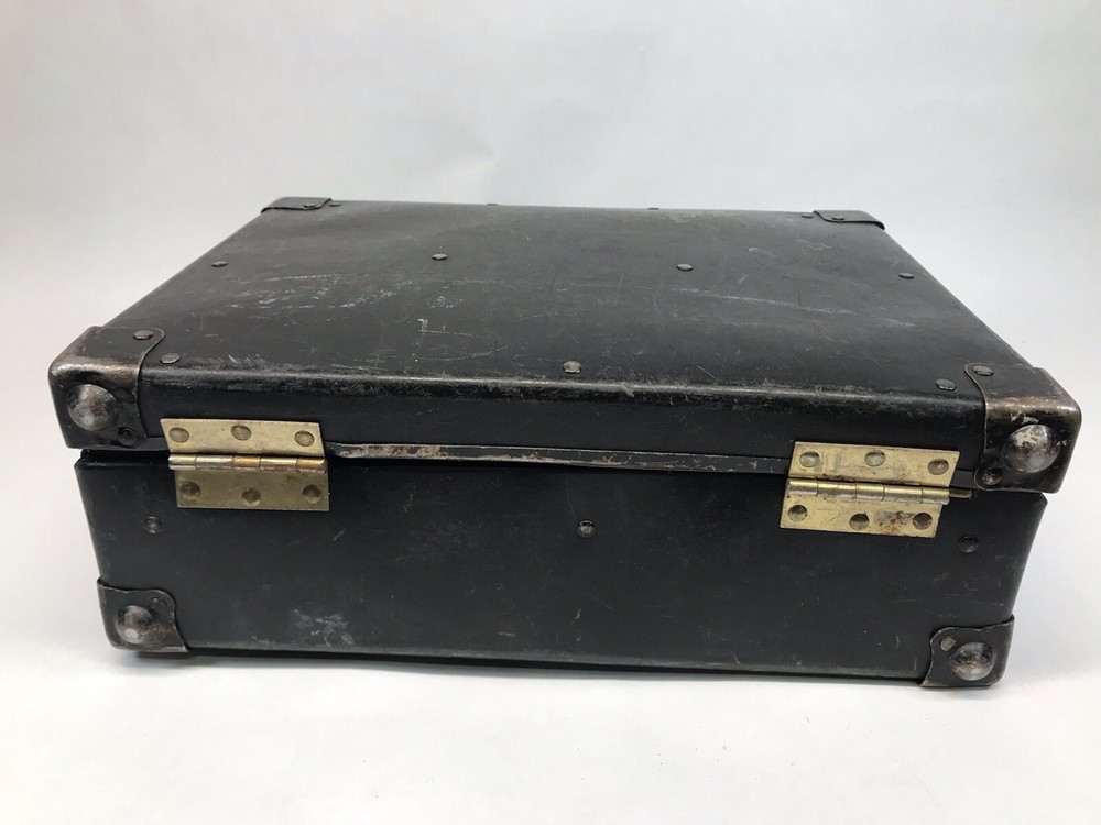 VINTAGE BELL SYSTEM TELEPHONE LINEMAN TOOLBOX VULCANIZED LEATHER CASE W/TOOLS